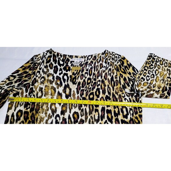 AA Studio Women’s Size M Petite Leopard Print Stretch Dress 3/4 Sleeves - Picture 4 of 7